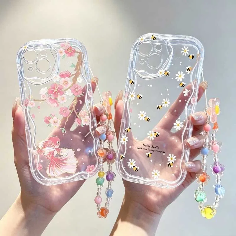 Cute Smile bee Flower Wrist St - đánh giá và giá Cute Cartoon Wrist Strap Silicone Case